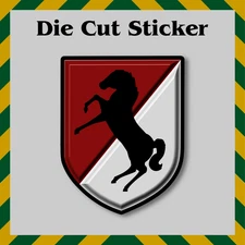 11th Armored Cavalry Patch Sticker, Contour-Cut Vinyl Printed Decal, Army Vets