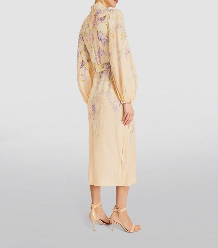 Zimmermann abito midi lirico con bottoni beige con stampa floreale US 4 blusa lunga Sl - Foto 5 di 14