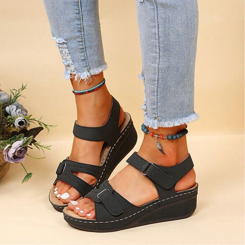 Damen Plateau Keilabsatz Sandalen Wedges Sommerschuhe Sandaletten EU 35-42 - Bild 5 von 20