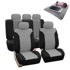 Universal Classic Khaki Seat Cover Set For Sedan Suv Gray Black W. Free Gift