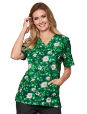  XS Tafford Women's Medical Uniform Shamrocking Good Time 2 Pocket Scrub Top