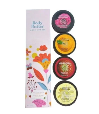 The Body Shop Body Butter British Rose, Moringa, Strawberry, Satsuma 50ml all 4