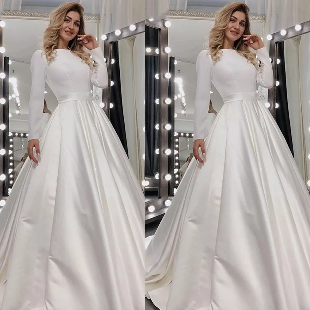 Buy OWMAN New Women's Long Sleeves Scoop Lace Ball Gown Wedding Dress  Bridal Gowns Ivory at Amazon.in