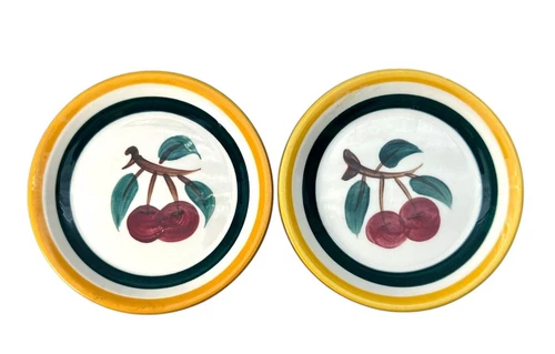 Vintage Stangl 5" Cherry Fruit Plate Set Of 2