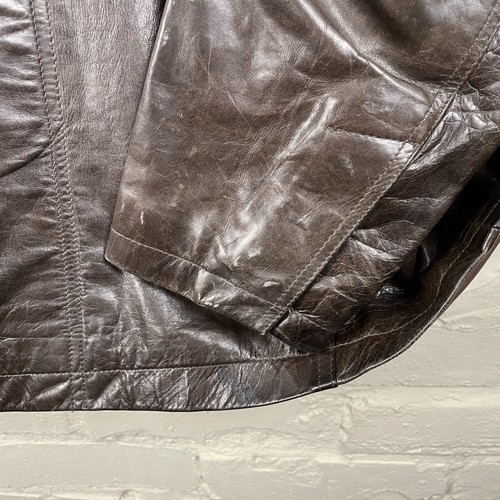 Vintage Reiss Brown Leather Jacket Mens Size UK XXL Brown Genuine Leather - Picture 8 of 8