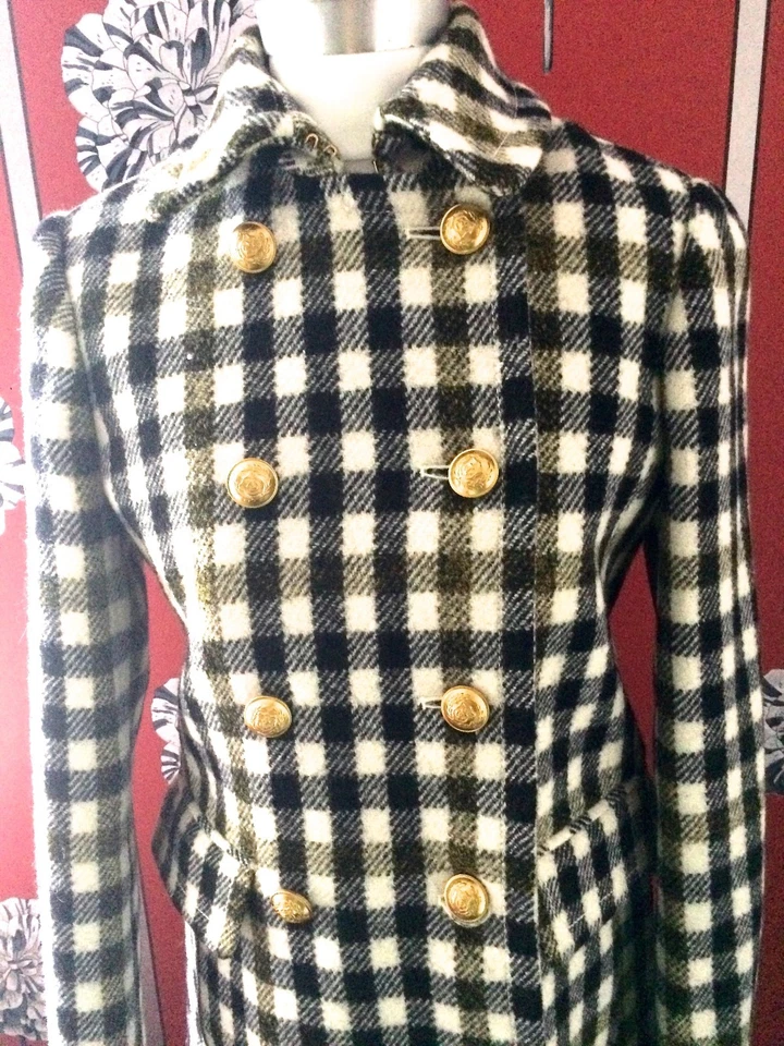 NEW J.CREW TWEED WOOL COAT GOLD BUTTONS 00 UK 8 60'S - Image 2 of 4