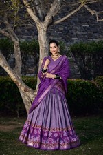 NEW DESIGNER PURPLE TUSSAR SILK LEHENGA CHOLI WITH DUPATTA FOR FESTIVAL WEAR