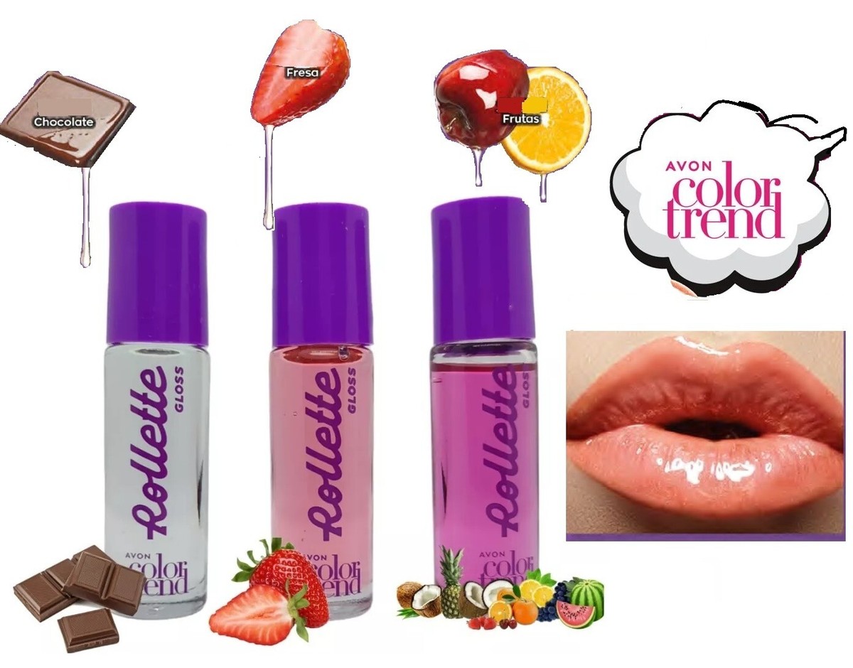 Brillant à Lèvres AVON COLOR TREND - Effet Brillant Et Mouillé, Goût Fruité - 10 Ml, Longue Tenue - Neuf