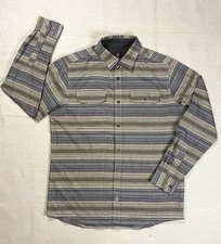 Swiss Tech Button Down Shirt Mens Size M Striped Casual Stretch 38-40 Multicolor