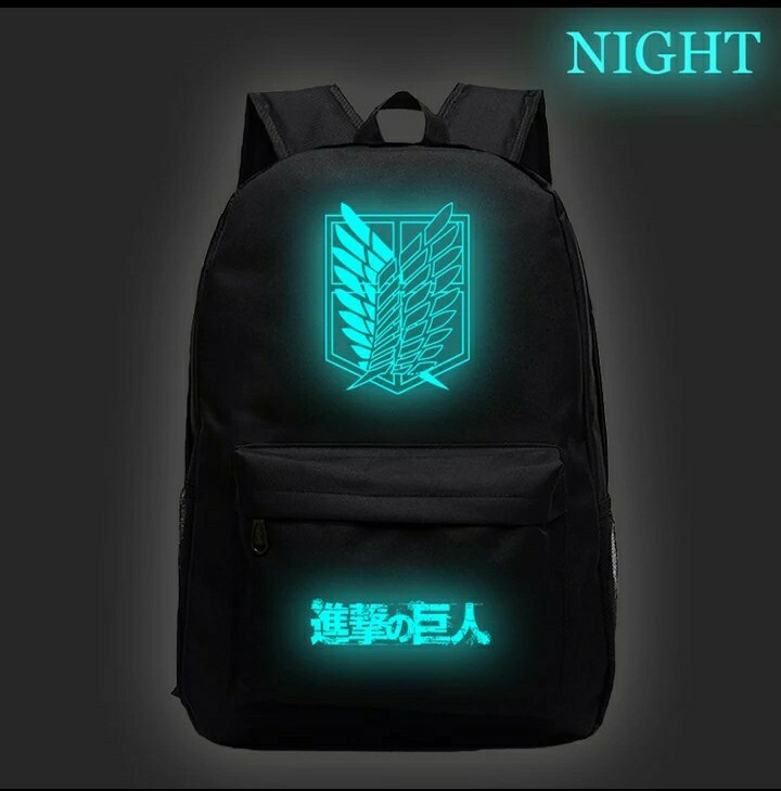 Sac à dos L'Attaque des Titans Shingeki no Kyojin phosphorescent pour ordinateur et loisirs