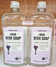 Trader Joe's Liquid Dish Soap Lavender Tea Tree Scent 25fl oz 739ml (2 Bottles)