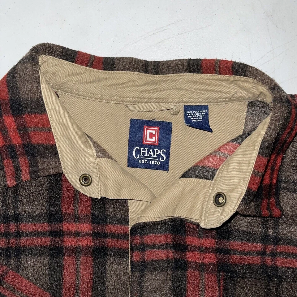 CHAPS Pullover Mens XL Orange/Brown Half Snap Sweater Fleece Hiking - Image 3 of 4