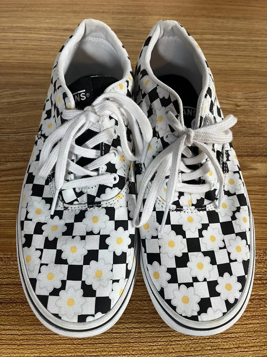 Yellow daisy checkered vans sale