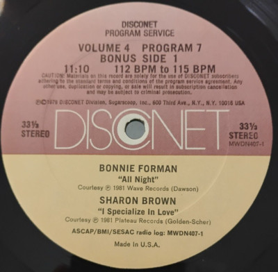 DISCONET - VOLUME 4 PROGRAM 7 - 12'' - 1981 - DJ MIX SERVICE - GOOD  Vinyl