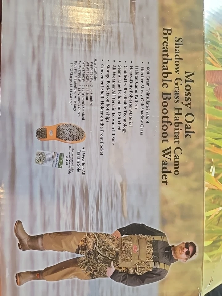 *NWT*Mossy Oak Men's Shadow Grass Habitat Camo Waterfowl Bootfoot Wader Size 10 - Image 2 of 3
