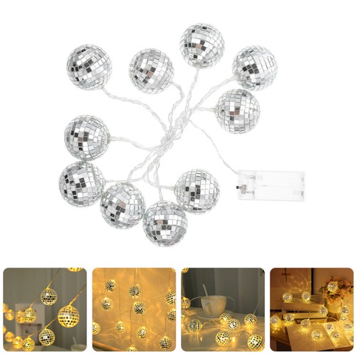 Mirror Ball Lights String Office Disco Theme Party Decorations Lighting - Picture 4 of 12
