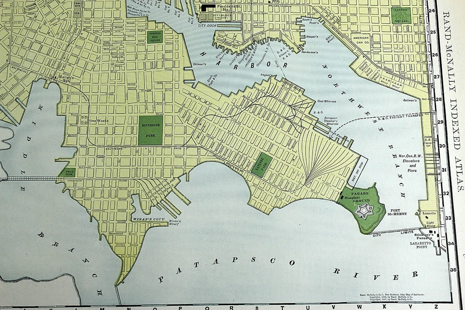 BALTIMORE MARYLAND City Map Rand McNally 1901 Railroad RR Business Large Folio - Image 3 of 4