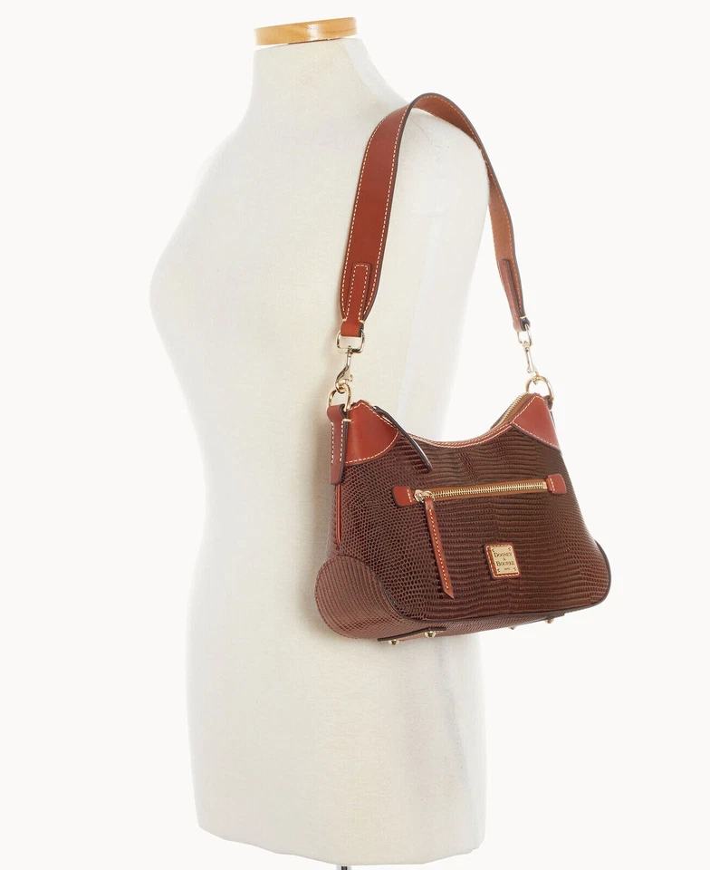 Bolso de Hombro Hobo Pequeño Lagarto Repujado Dooney & Bourke Castaño Foto 4 de 4