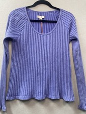 Knox Rose Women's Slim Fit Long Sleeve Ribbed T Shirt Purple Size XL