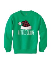 Girls  Hanes  Little Claus  Kelly Green Christmas Holiday Sweatshirt L 14-16 NWT