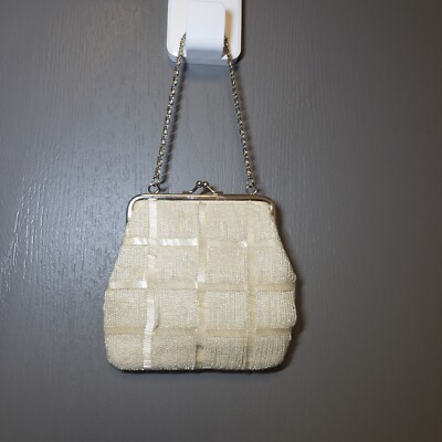 Bijoux Terner Beaded Purse Bag Party Formal Cream Tan 6 X 6''