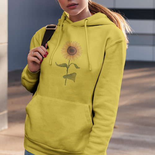 Sunflower Hoodie Flower Botanical Bright Yellow Nature Gardener