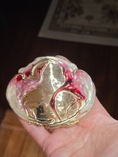 Vintage Charmant Belt Buckle gold Tone Cranes Pink Belt Buckle