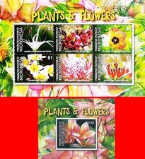 👉 MICRONESIA = tropical FLOWERS M/S +S/S MNH