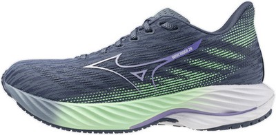 Mizuno Wave Rider 28 Womens Running Shoes Blue Cushioned Sports Comfort Trainers