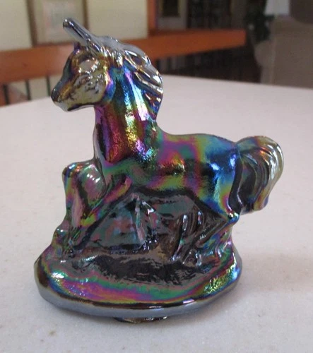Iridescent Unicorn Glass Figurine   Boyd ? Mosser ? Fenton ?