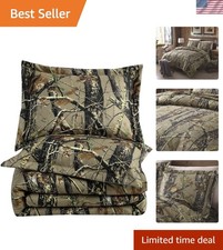 Lightweight Nature Camo Queen Comforter Set - 3-Piece Microfiber Bedding