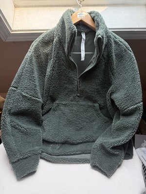 Lululemon Oversized Scuba Funnel Neck Fleece Half Zip Smoked Spruce Sherpa XS/S