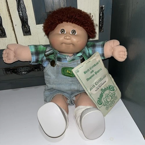 Cabbage Patch Kids Doll Red Brown Hair Dimple W/ Birth Cert Vtg 1982 OAA Coleco