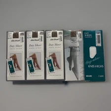 Vtg NOS Lot Nice Touch Sears Day Sheer Knee High 9 Pair Nude Size B