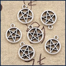 50pcs Charms Star Pentagram 17x14mm Antique Silver Color Pendants DIY Crafts