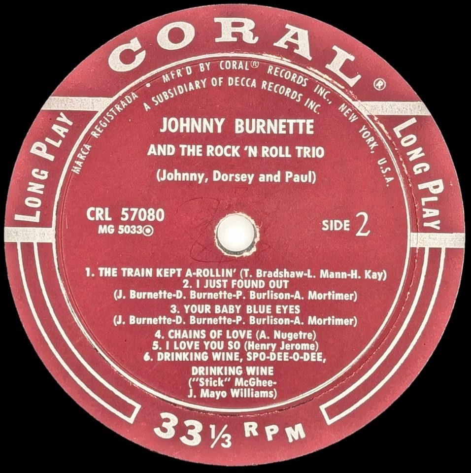 Johnny Burnette And The Rock N Roll Trio CRL 57080, 1st pressing, Mono, US, 1956 Foto 4 de 4