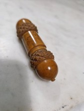 Antique Treen Carved Nut Needle Case