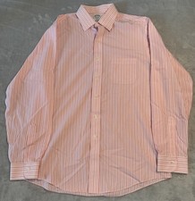 16 35 Brooks Brothers Dress Shirt Pink White Striped Regent Non-Iron Button Work