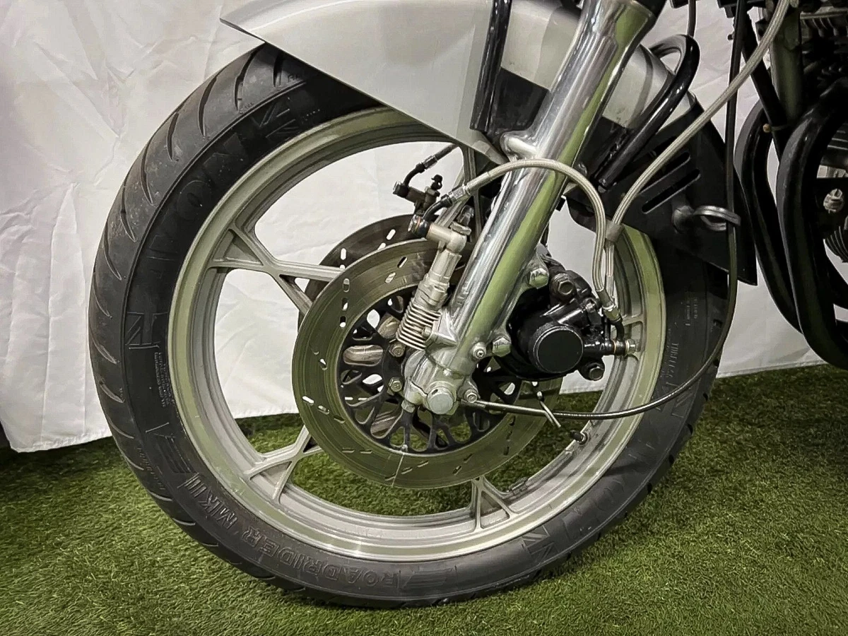 1980 Suzuki Katana - front wheel left - fork, brake rotor, caliper