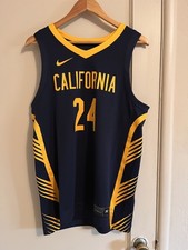 Nike® Men's MEDIUM #24 Cal Bears Nike Replica Basketball Jersey In Navy & Gold🏀