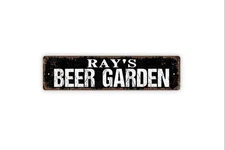 Custom Beer Garden Metal Sign with Vinyl Sticker Option