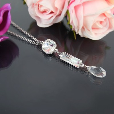 Damen-Kette Silber Marken Kristalle Crystal Halskette Damen NOBEL SCHMUCK