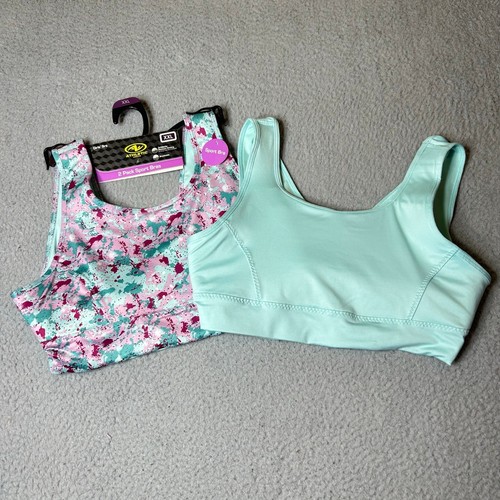 Athletic Works Bra Girls XXL Multicolor 2 Pack High Neck Keyhole Sports Bra NEW