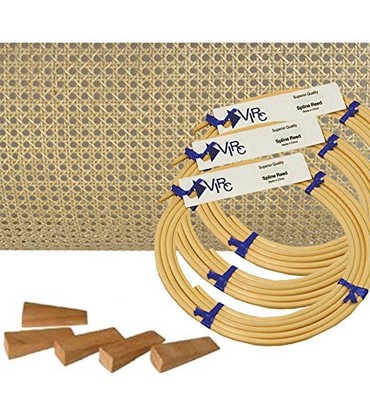 Pressed Cane Webbing Kit 3/8'' Superfine Open Mesh with splines, Wedges and In...