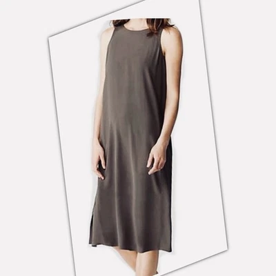 Vestido Eileen Fisher Seda Georgette Crepé Color Topo. Hasta la pantorrilla. Talla L. Usado en excelente estado. - Imagen 1 de 4