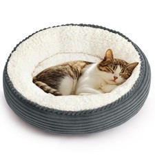 Round Donut Cat and Dog Cushion Bed, 20in Pet Bed for Cats or Small Dogs, Ant...