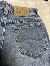 Vintage 90s Lee Jeans Youth 11 Regular Light Wash Blue Denim Pants Distressed