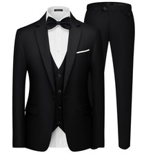 Men's 3 Pieces Suit Elegant Solid One Button Slim Fit Single Breasted Party B...