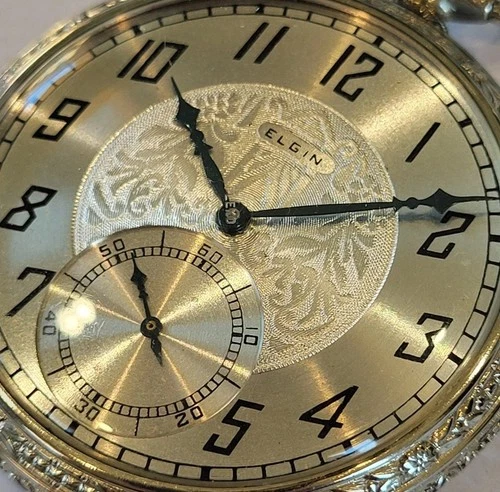MINT BEAUTIFUL ELGIN ANTIQUE 1928 GOLD FILLED FANCY DIAL! GORGEOUS!