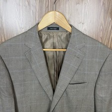 Lauren Ralph Lauren Sport Coat Mens 42R Beige Plaid Windowpane Double Vented